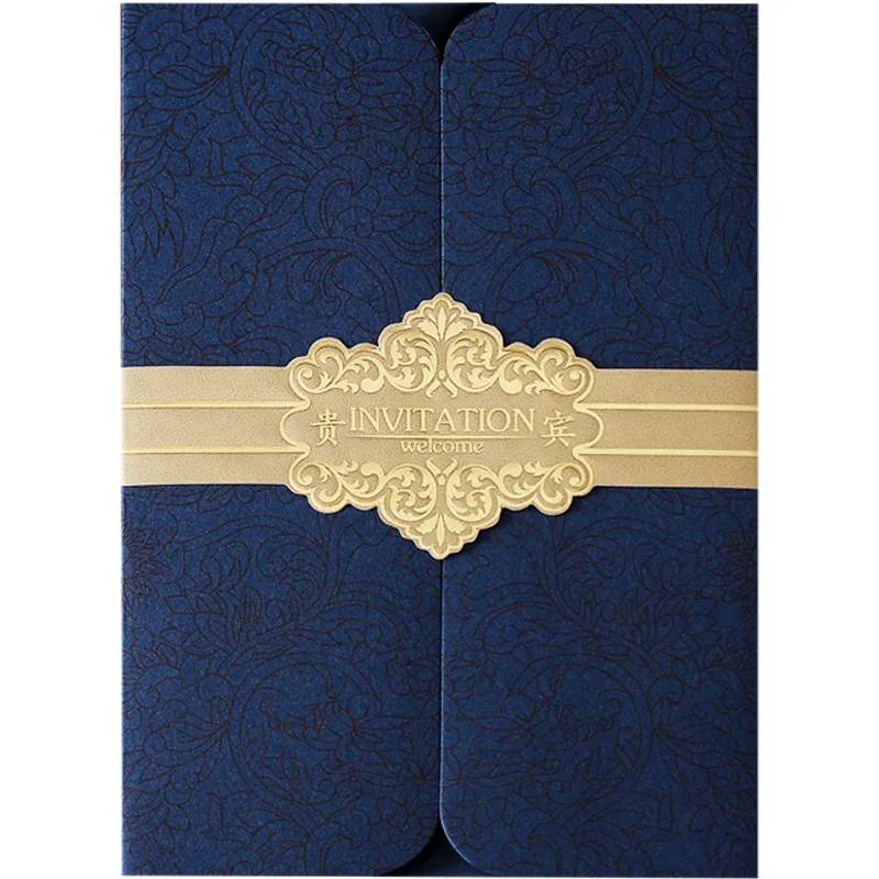 
Hot Sale Luxurious Gold Foil Business Invites Card Unique Wedding Invitations With Envelope 