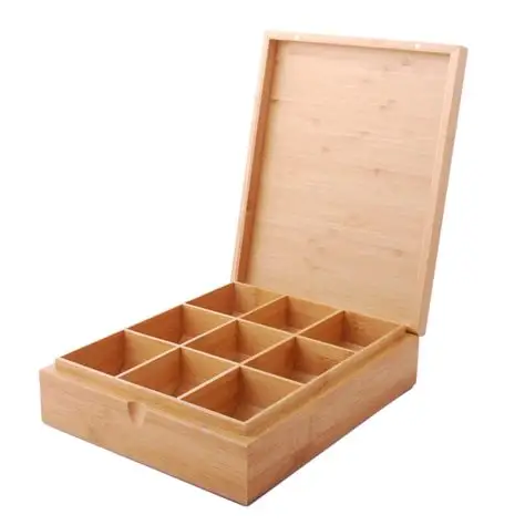 Wholesales Large Compartment Wooden Tea Chest Box With Tea Bags