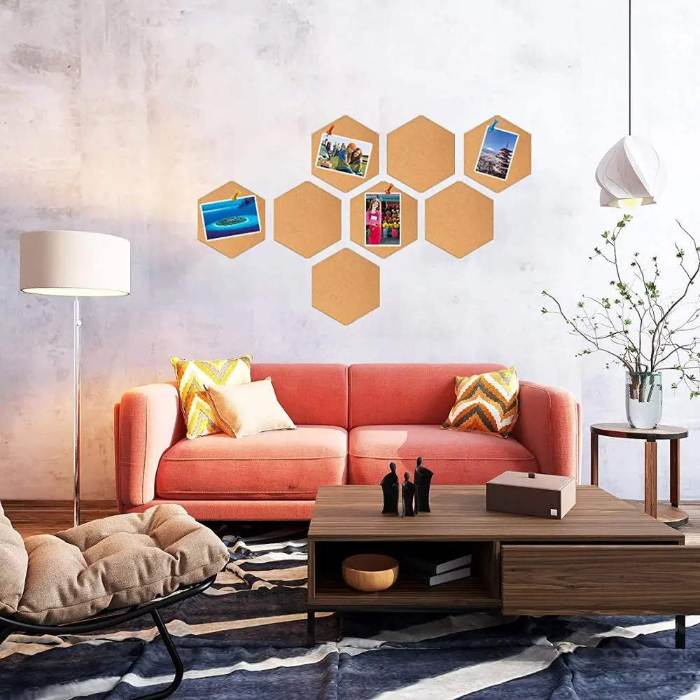 
Mini Hexagon Wall Bulletin Cork Board with Full Sticky Back 