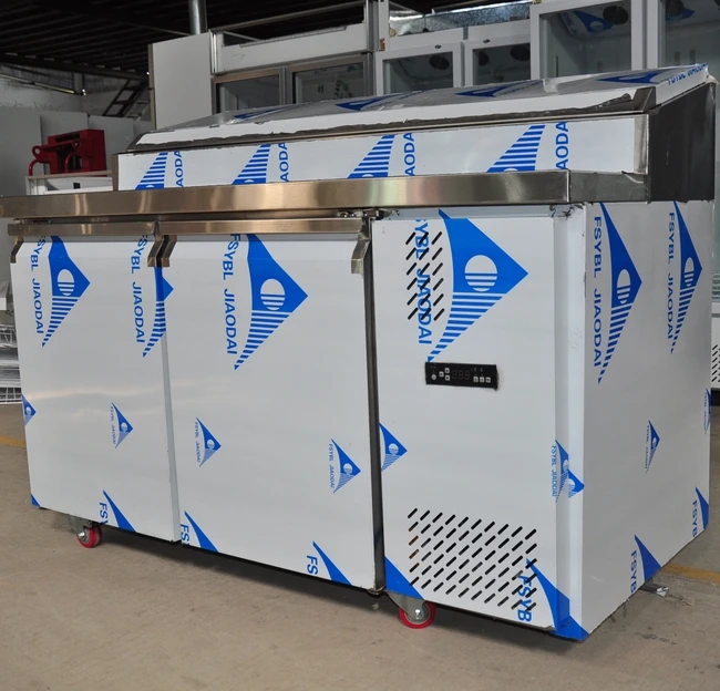 Pizza pasta prep fridge table refrigerated with 2 doors