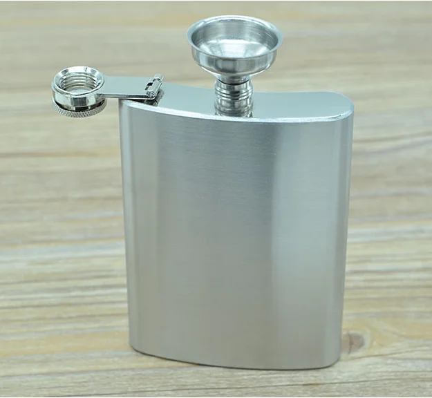 6 oz stainless steel alcohol container winer liquor hip flask with funnel traditional western cowboy flask