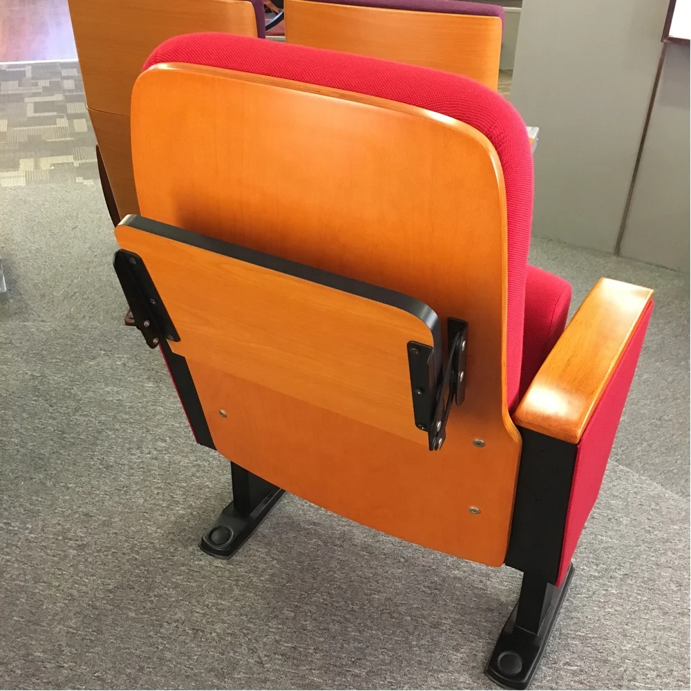easy install popular design foldable school auditorium hall chair with writing pad auditorium seats for sale