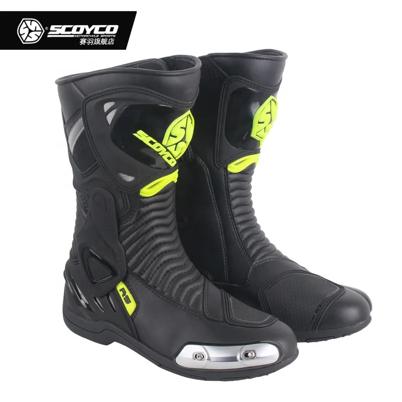 SCOYCO Motorcycle auto racing wear Riding Boots Anti-skip Shockproof Racing Speed Metal slide ATV/MTB/MX Safety Motor Shoes