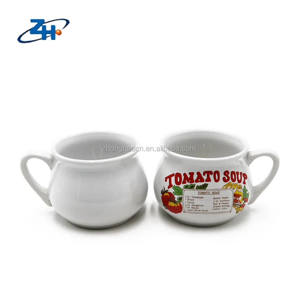 Daily use round big belly shaped ceramic soup mug for children