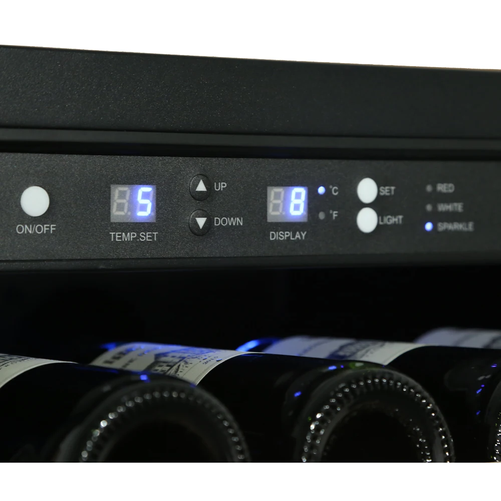 
ball bearing wooden rack humidity control led wine cooler 