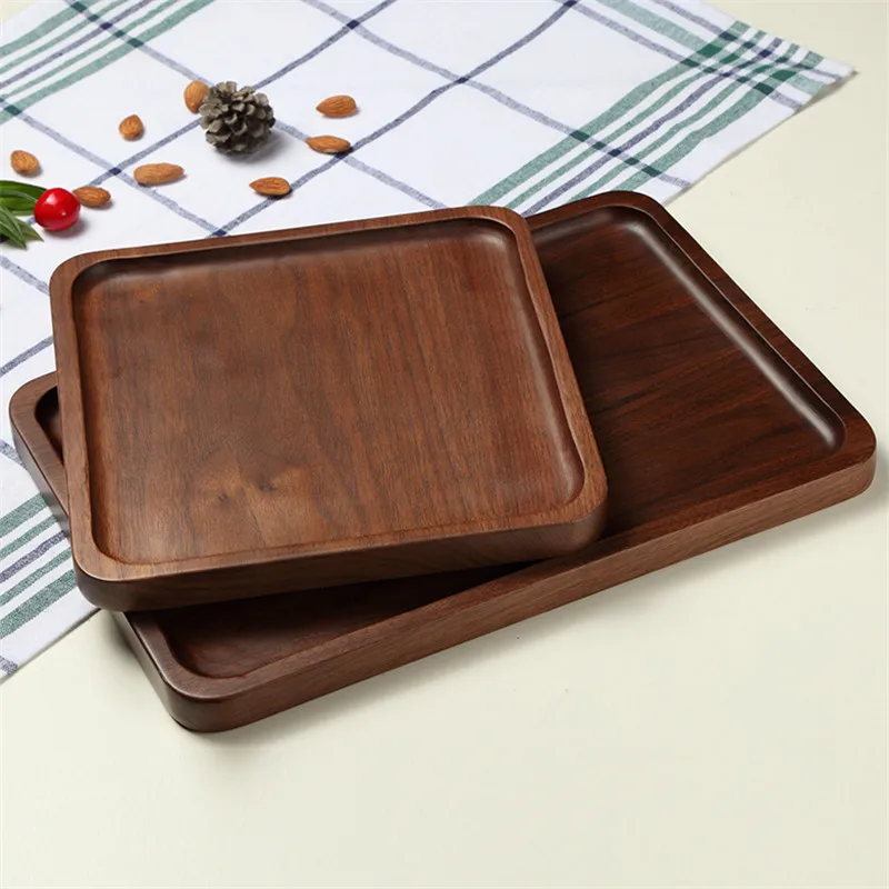 Rustic country home decor creative black walnut tea rectangular wooden fruit tray