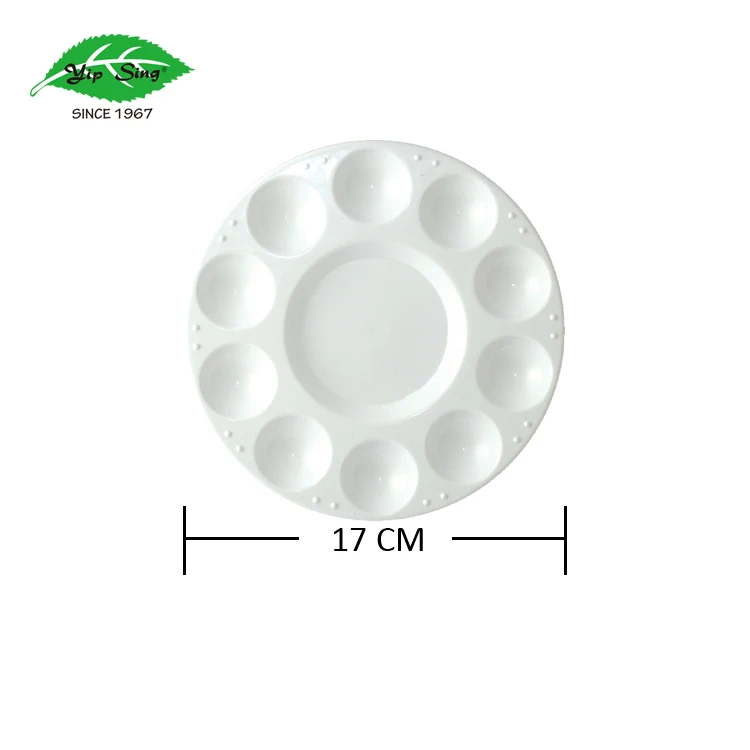 Yip Sing Wholesale white nail makeup color round 10 wells mixing plastic paint palette