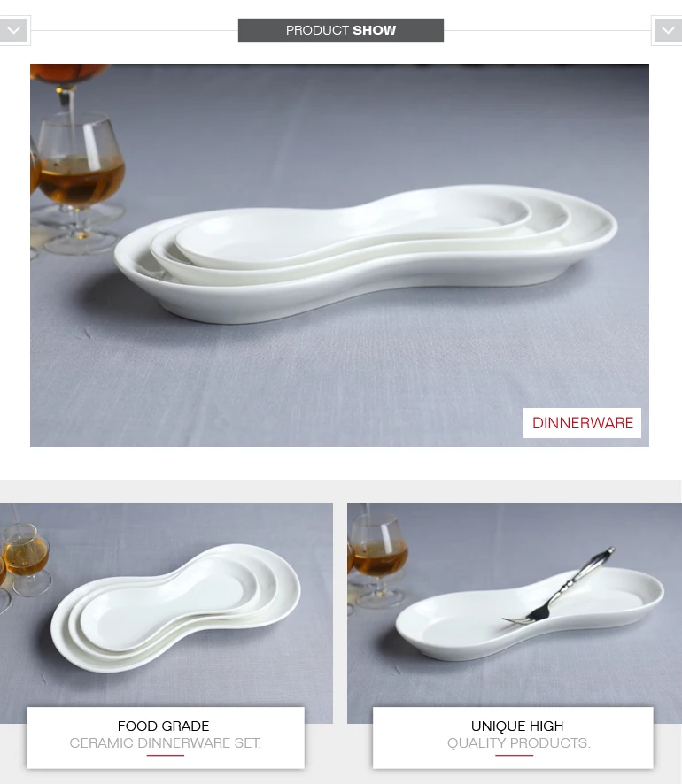 wholesale fashion sushi snack letter ceramic dishes with white color