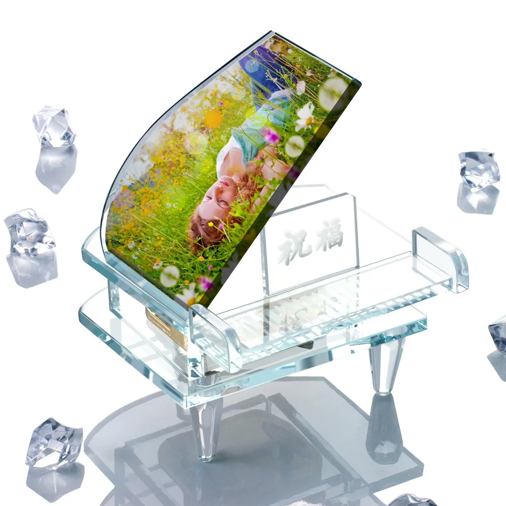 Sunmeta Top clear fashionable wedding favors birthday gifts sublimation crystal piano photo frame