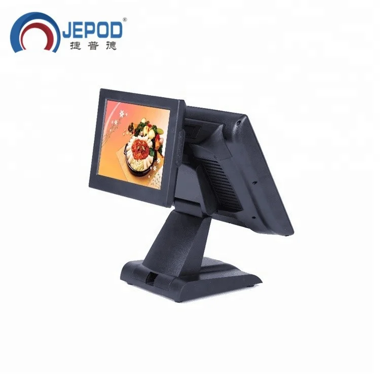 JEPOD JP-Q1T Dual Double Touch Screen Customer Display Touch Screen  All In One PC Communication POS System For Restaurant