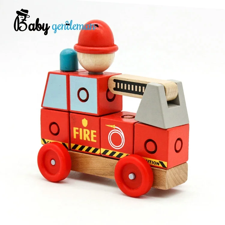 High quality vehicle toy mini wooden fire truck toy for children Z04348A