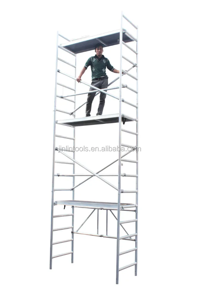 
aluminum building telescopic scaffold with 4 wheels 
