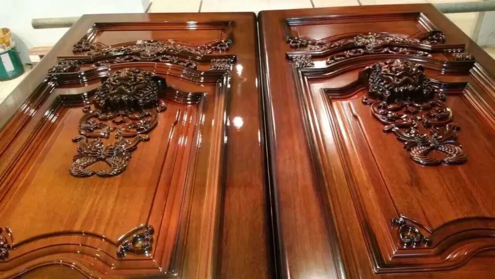 GSP1-025 Villa Double Entry Wood Carving Door For Main double door designs for main door