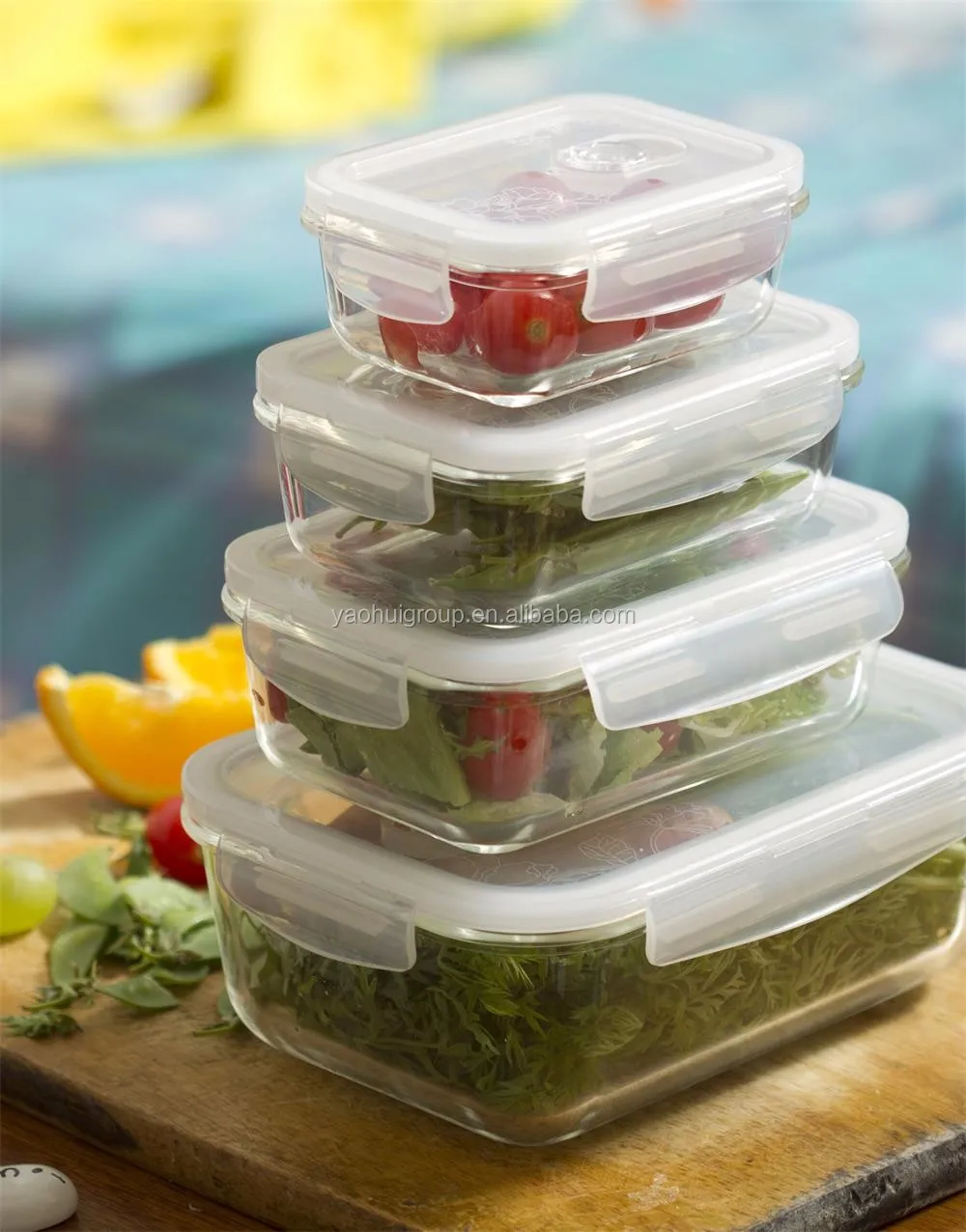 Microwavable  High glass food container 3 compartment microwave food container