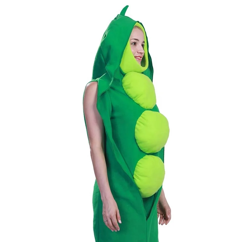 Cute custom mascot costumes for women green hooded costume Adult Pea jumpsuit for Halloween carnival