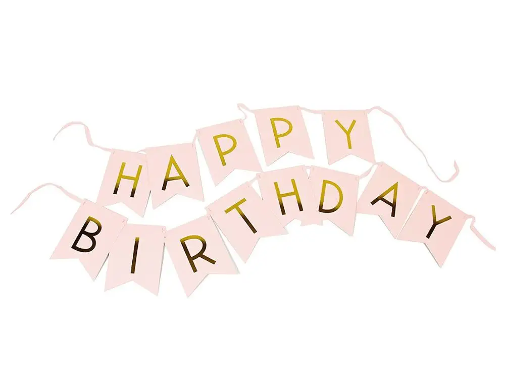 New Baby Show Party Decor String Flag Cheap Paper Happy Birthday Gold Letter Banner Paper Bunting Happy Birthday Paper