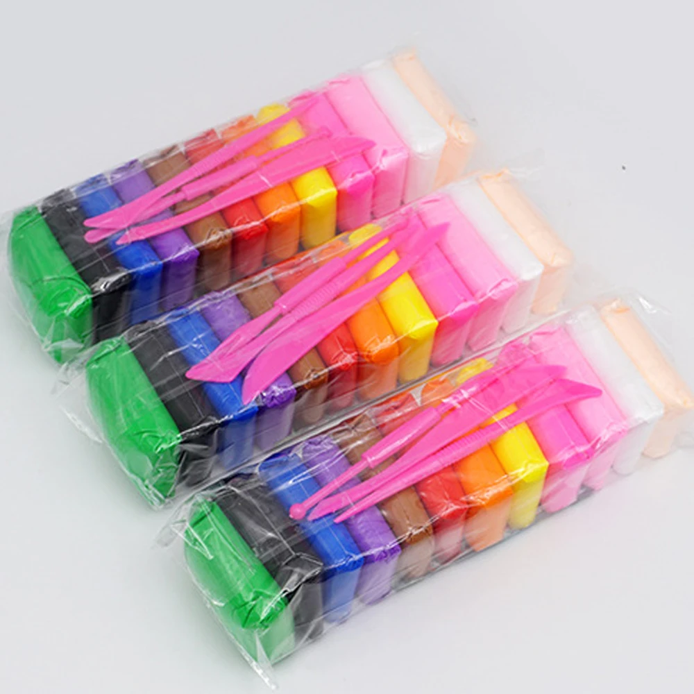 Light Clay Air Dry Polymer Plasticine Modelling Clay Super Light DIY Soft Creative Handgum Educational Clay Toys 12 Color/set