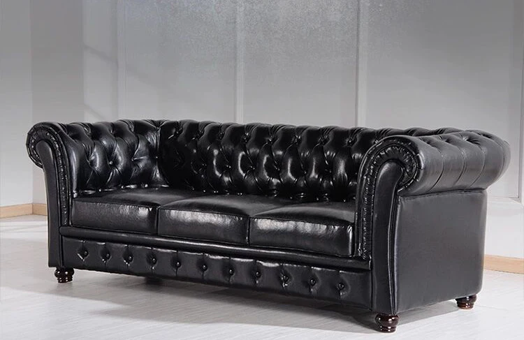 Vintage chesterfield sofa three seater leather coffee shop office sofa set