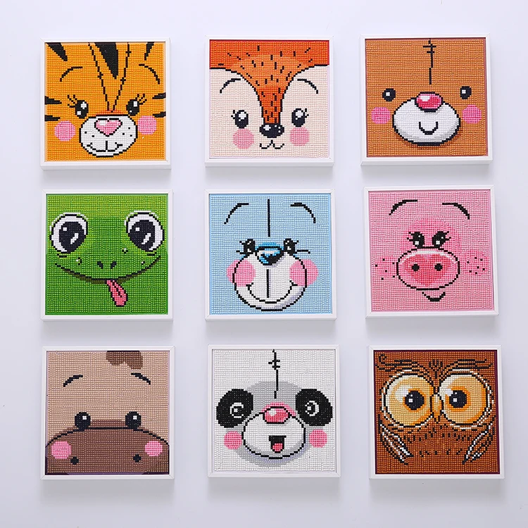 Набор для алмазной живописи «сделай сам», Модная белая мини-картина с полными стразами, 20 х20 см, мультяшный рисунок с животными
