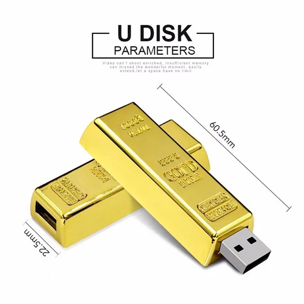 Factory Price Usb 3.0 Drive 32GB 8GB 999.9 Fine Gold Bar Usb Flash Drive 16GB Metal Flash Memory Usb Stick
