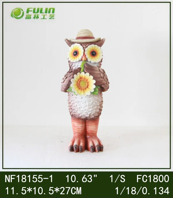 outdoor animated owl funny animal figurines polyresin for garden decoration