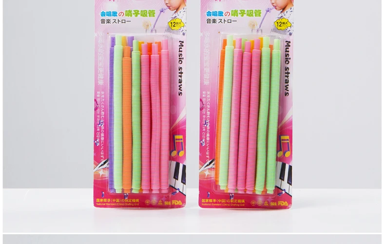 creative long flexible whistle drinking straws music straws