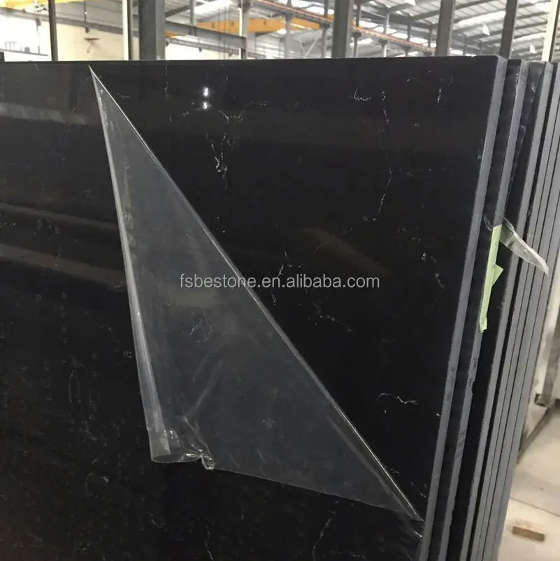 Черный прожилками Искусственного Камня Кварца Плиты