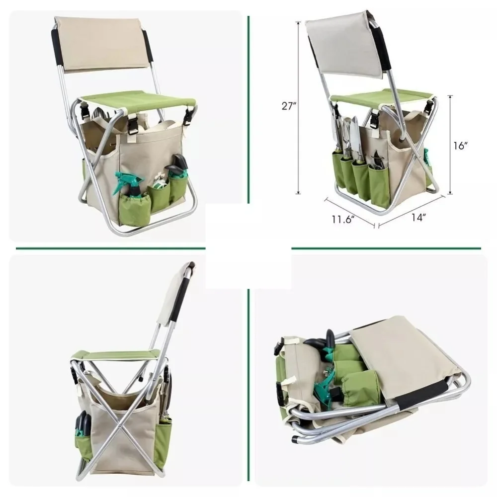Набор инструментов для сада, прочный полиэстеровый садовый мешок на молнии и Складное Сиденье для стула, 10 шт.
