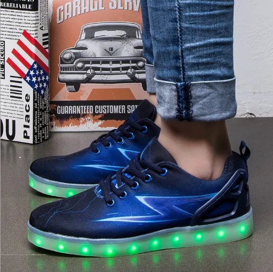 boys LED light shoes USD charge gold silver