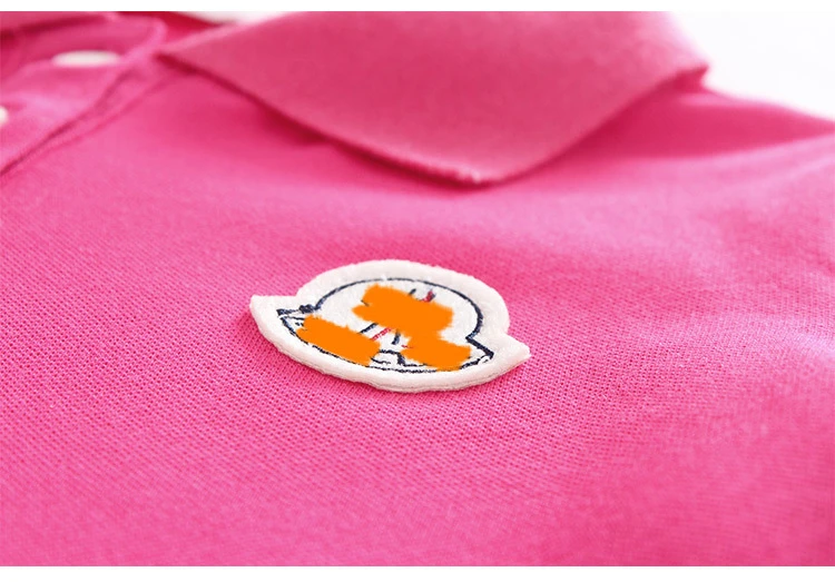solid pique cotton poly kids applique school uniform design rose carmine polo shirt(A964)