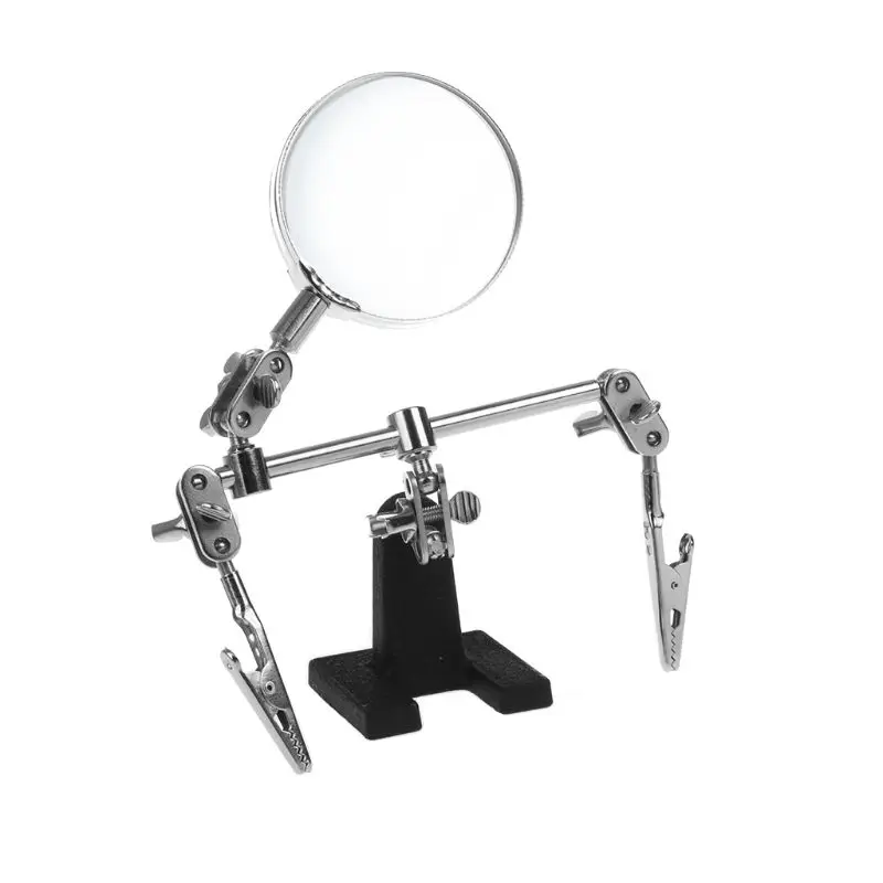 Hand Auxiliary Clamp Alligator Clip Stand Desk Magnifier