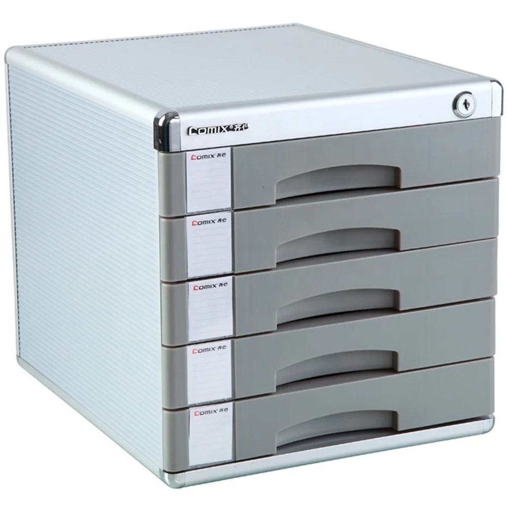 Comix 5 Drawers Fireproof Metal Filing Cabinet with Lock Desktop Stationery