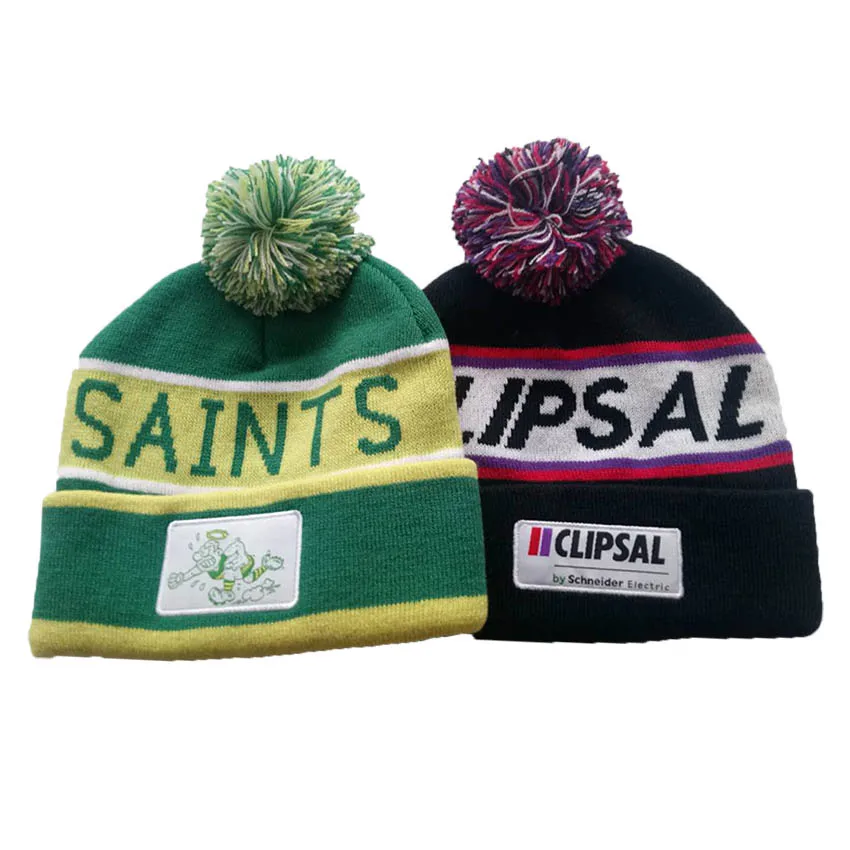 Mew custom fashion men cable knitted fake fur ball winter hat