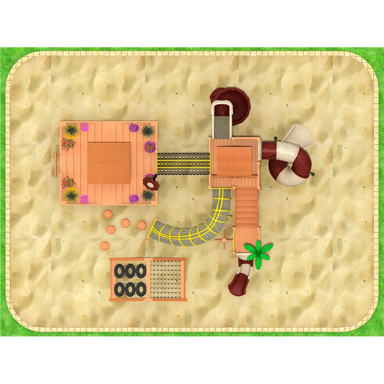 Pre-school outdoor playground children equipment wooden park big kids slide for sale