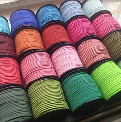Suede Rope Cord Bracelet Soft Colorful 3mm Korea Velvet Flat Macrame 3mm Leather Cord