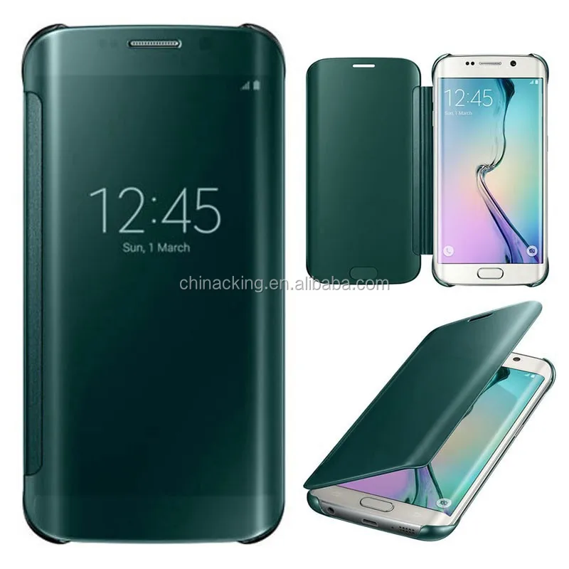 For Samsung Galaxy S6 Clear Case Auto Sleep Wake Mirror Flip Leather Cases