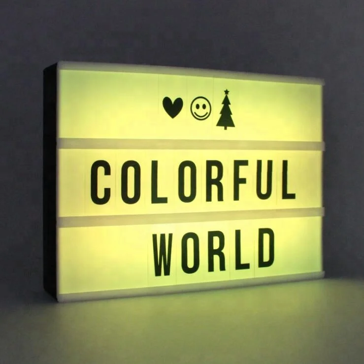 RGB Color LED Letters Night Lamp Plastic LED Color Change Cinema LightBox A4 LED Cinematic Light Box With Letters