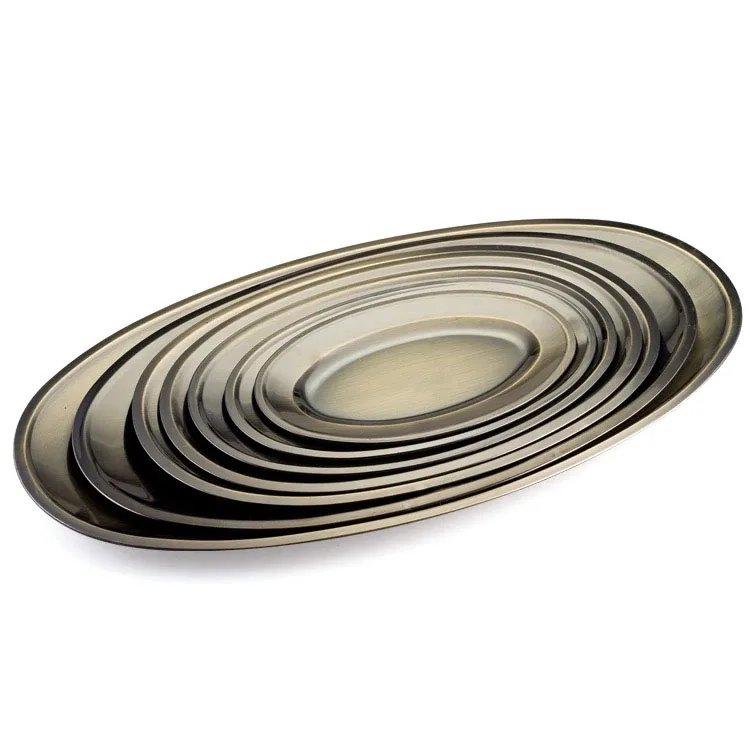 GUANGDONG KINGKONG arabic style gold bronze copper Food serving dish stainless steel egg shape dish plate