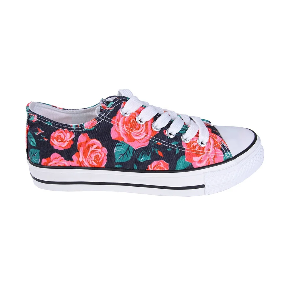 
Latest Arrival Floral Canvas Shoes Women Skateboarding Shoes 