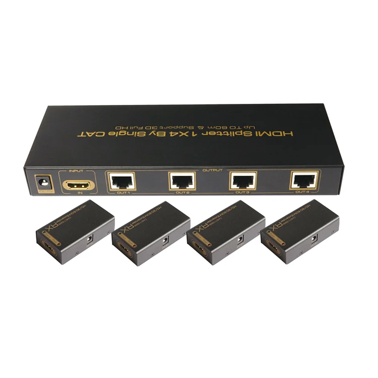 4 Port hdmi extender HDMI Splitter with rj45 output over Single Cat5e/6/7 1080P