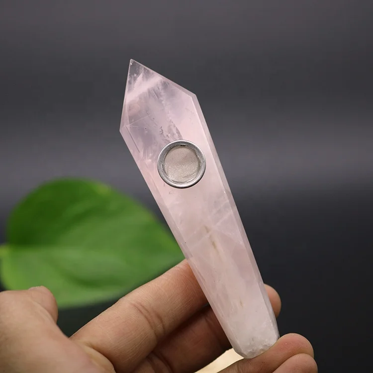 Healing Crystal Stone pipe Tobacco Bowl Rose Quartz Crystal Pipe