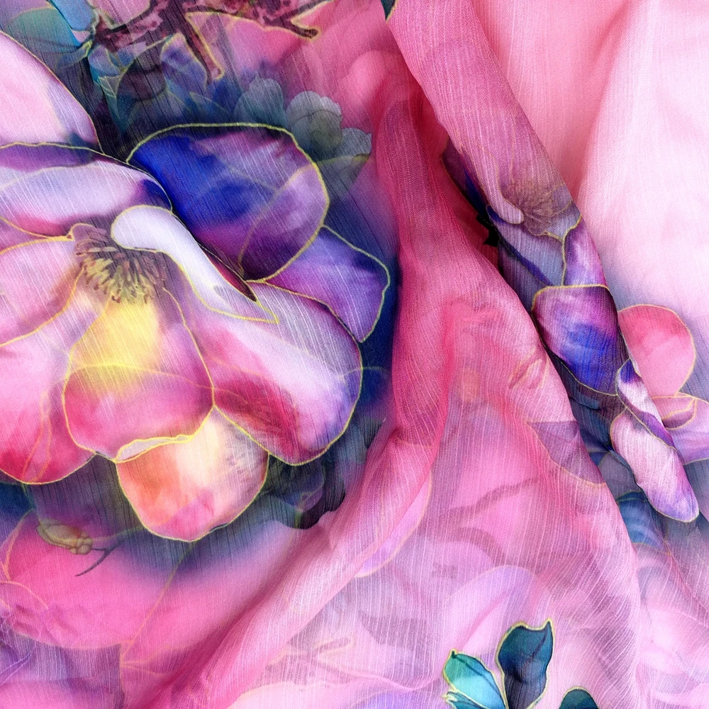 Digital print fabric from China Hd pattern Pressure zou chiffon fabric for beach dress