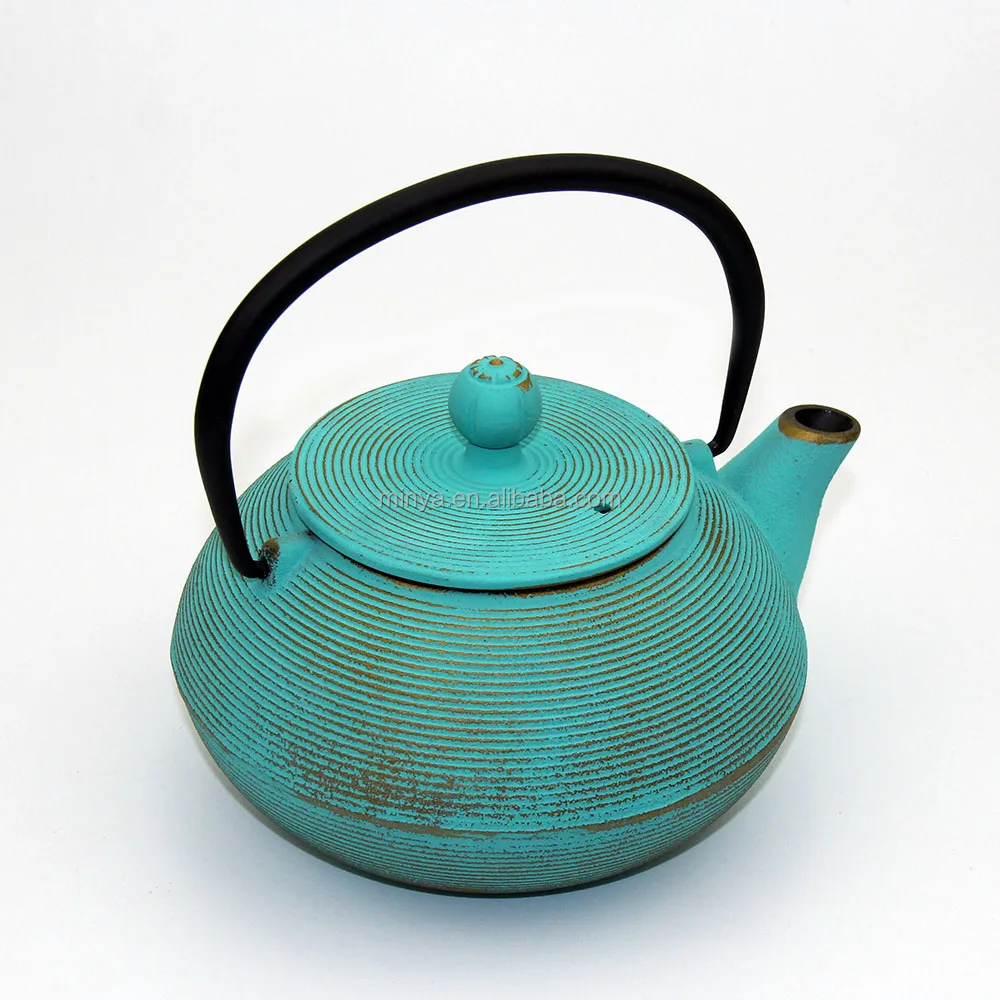 
colored enamel antique japanese cast iron teapot tea kettle 
