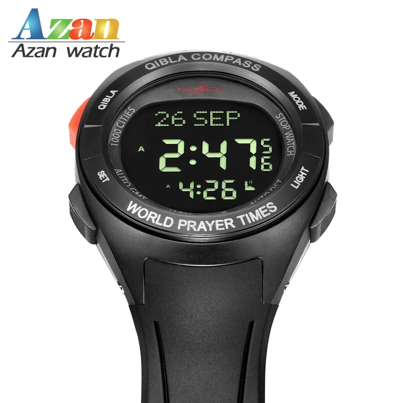 Best selling items new style multifunctional digital men azan alarm silicone watch for man