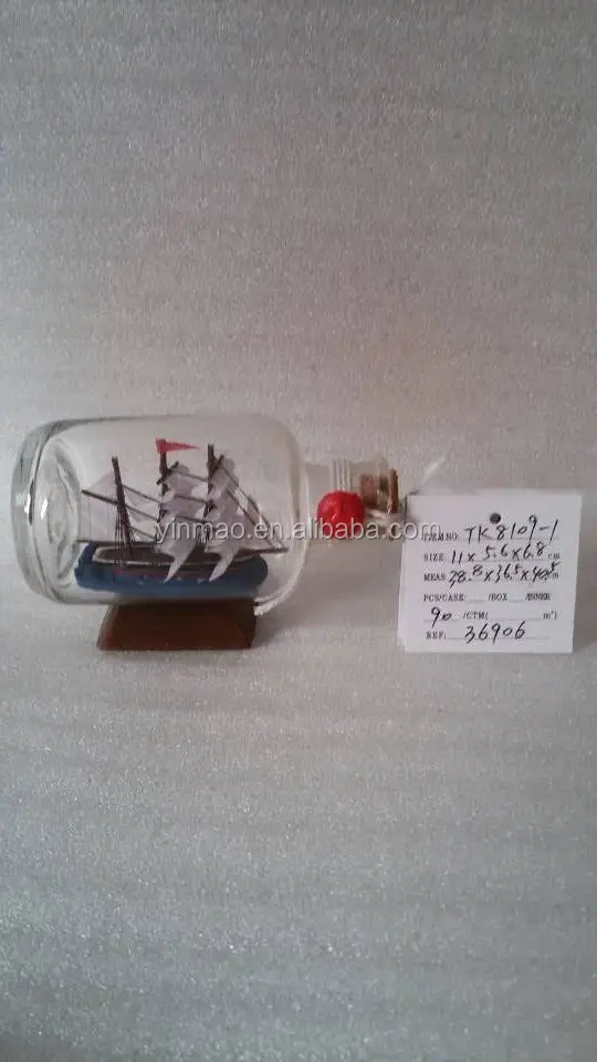 Marine Glass bottles,Bottle ships (11x5.6x6.8cm) Ship in bottle, Glass floats