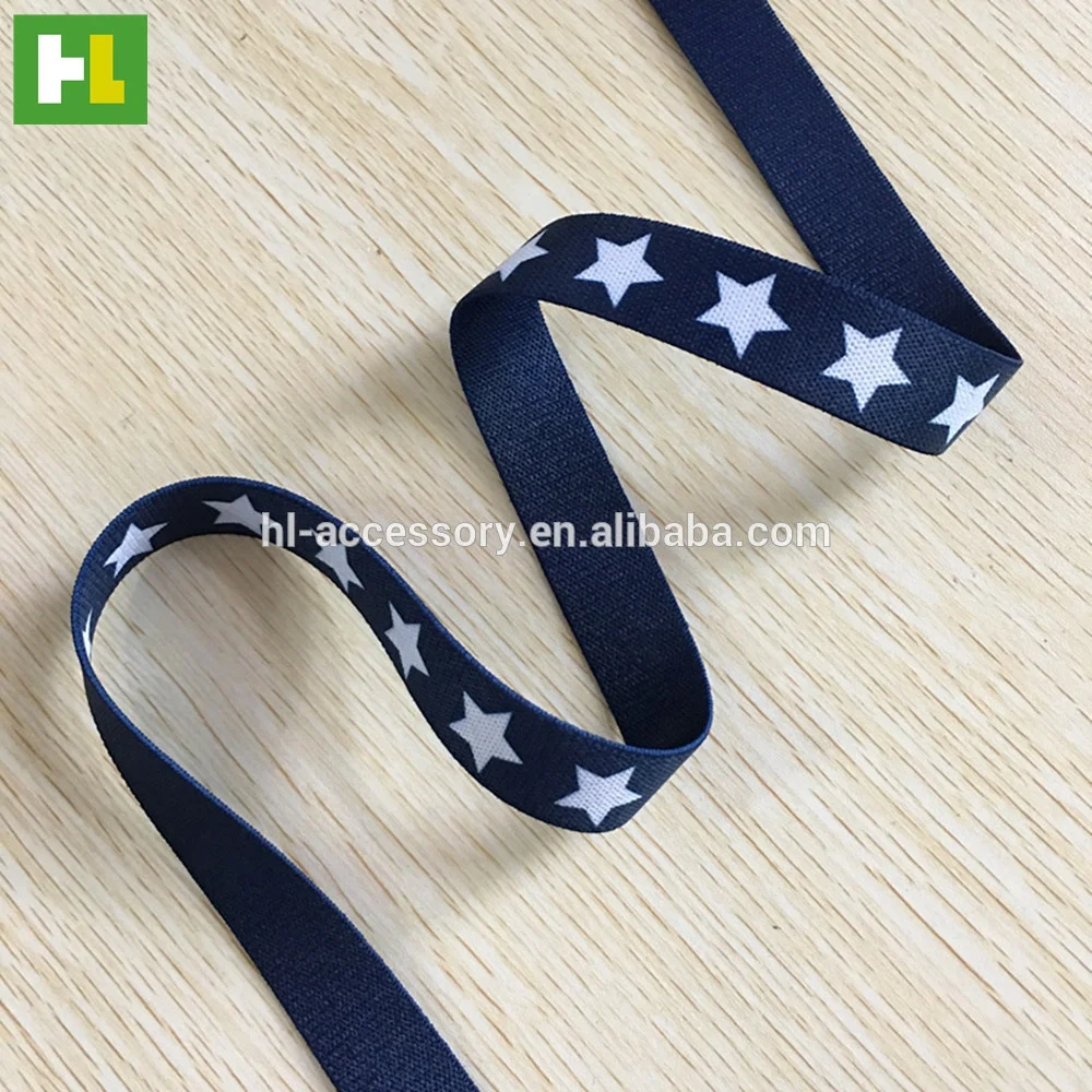 Customized dye sublimation printed web band elastic webbing for apparel 20 mm wide navy blue