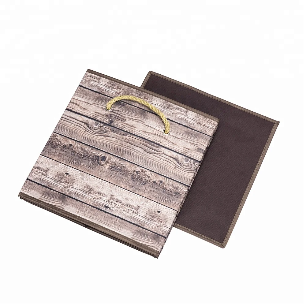 Wood Grain Cube Opening Storage Clothes Box