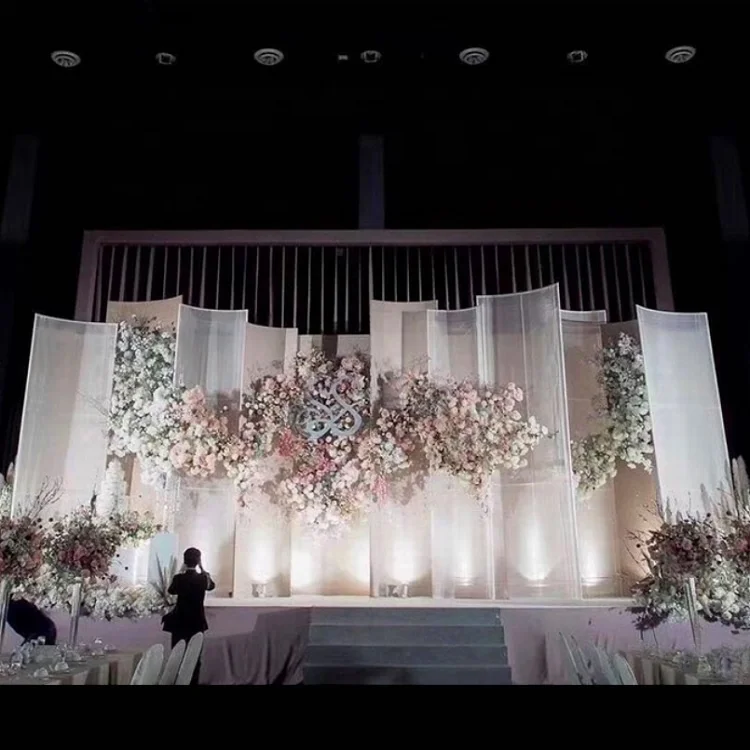 2019 wedding New design arc-sharp Mesh screen stage decoration for wedding party event