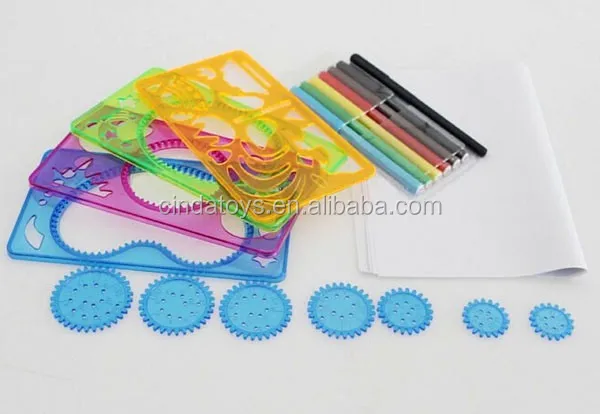 spirograph ruler drawing set plastic Graphics model ruler kids toys spirograph