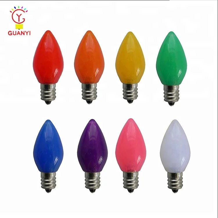 Home Garden Holiday Decoration C7 Smooth Opaque LED Colored Bulb for Merry Christmas Lighting